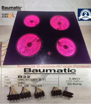 Baumatic B32 Frameless 7Takt Kochfeld mit EuroKera Glaskeramik.2Jahre Garantie 