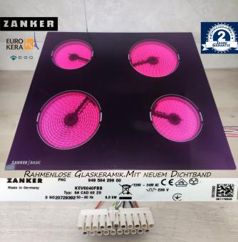 Zanker KEV6040FBB Frameless Kochfeld m.EuroKera Glaskeramik 58CAD02ZO GARANTIE 