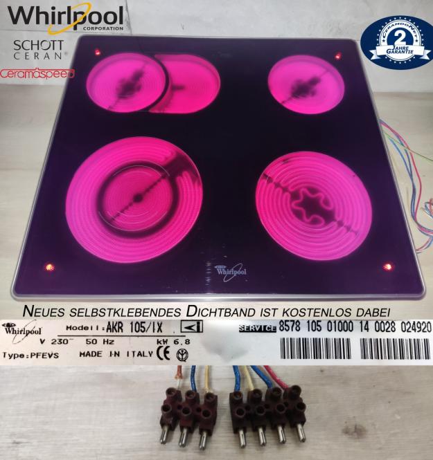 Whirlpool AKR105/IX Kochfeld Glaskeramik Kochfeld m.Schott Ceran� Fl�che.Edelstahl.Gepflegt 